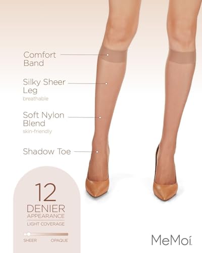 MeMoi Crystal Sheer Lace Top Thigh High Stockings, Nylon Lace Tights for Women, Breathable Thigh High Tights - Small to Q23