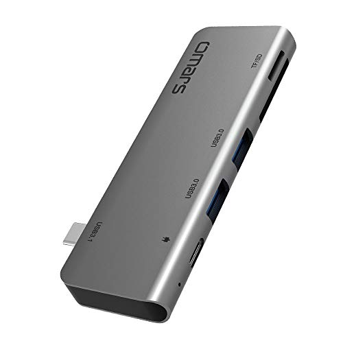 Hub USB-C Adaptador con 5 Puertos, 2 x USB 3.0, Lector de Tarjeta SD/TF, PD Tipo-C, Gris Espacial