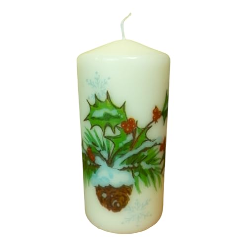 Pillar unscented Wax Christmas Candle Elegant Holiday Festive Candle with The Pinecone