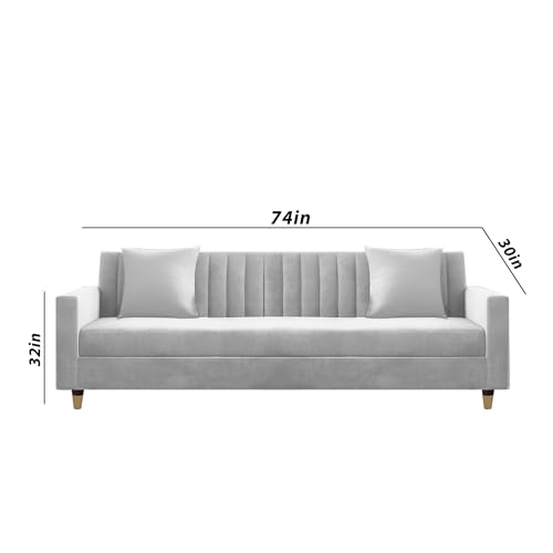 Image of Casaliving Garcia 3 Seater Sofa Set for Living Room (Grey Colour) Premium Fabric Sofa