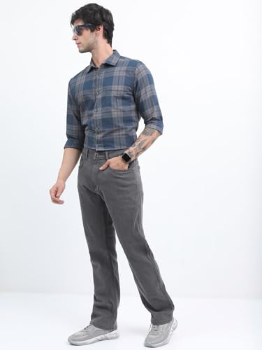 Image of Highlander Men's Slim Fit Check Shirt for Men | Checks Shirt | Long Sleeves | Regular Collar | Men Shirts | Shirts for Men
