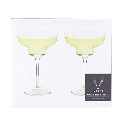 Viski Raye Angled Stemmed Margarita Glasses Set Of 2 - Premium Crystal Clear Margarita Cocktail Glasses Drink Gift Set - 12Oz #TOP7