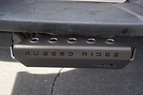 Image of Rugged Ridge Hitch Skid Plate | Black, Steel | 18013.01 | Fits 2007-2026 Jeep Wrangler JK /JL; 2020-2026 Jeep Gladiator JT w / 2 inch Receiver Hitch