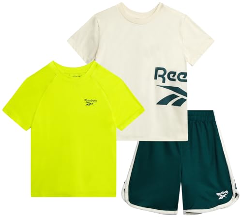Image of Reebok Toddler Boys Short Set - 3 Piece Summer Outfit with 2 T-Shirts & Shorts - Activewear Clothes for Toddler & Little Boys