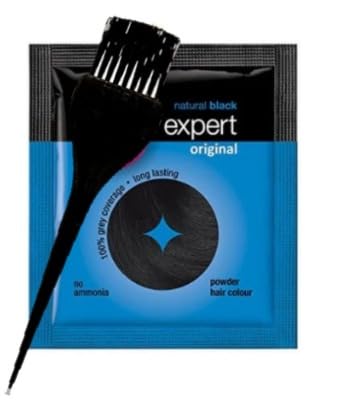 Godrj Expert Original Natural Black Hair Color Powder 3g Pack Of 10 with Application Brush, Ammonia Free