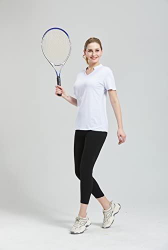 Igeekwell Women's Golf Polo Shirts Short Sleeve V-Neck Breathable Collarless Tennis Running Sports T-Shirts White #TOP5