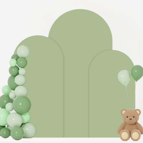 Image of FOTSHARER Arch Cover Set of 3 Sage Green Wedding Arch Cover Spandex Fitted Arch Backdrop Cover for Arch Stand Chiara Arch Cover 4FT 5FT 6FT Spandex Arch Covers Stretchy Backdrop for Garland Arch Decor