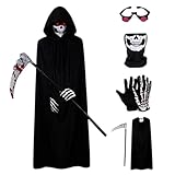 sunaomni costume da triste mietitore, set da 5 pezzi, per bambini, con occhi luminosi, per cosplay, travestimenti per halloween, feste in costume di halloween, feste cosplay, costumi fantasma