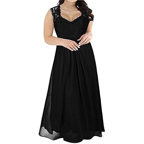 Nemidor Women's Deep- V Neck Sleeveless Vintage Plus Size Bridesmaid Formal Maxi Dress - Black - 28 Plus Cover