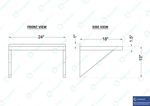 Image of AmGood 18 inch x 24 inch Stainless Steel Wall Shelf | Appliance & Equipment Metal Shelving | Kitchen, Restaurant, Garage, Laundry, Utility Room | Heavy Duty | Squared Edge | NSF Certified