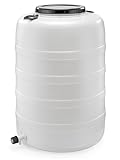 F & R Regentonne 200l mit Griffen, Auslaufhahn und Spannring mit Deckel HDPE lebensmittelecht Stabiler Wasserbehälter Regenfass Wassertank Garten Frischwassertank