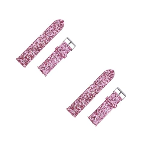 Bracelet brillant de remplacement rose en faux cuir pour montre connectée et classique