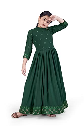 Image of Jwalin Girls Maxi Length Flared Dress|Girls Maxi Dress|Ethnic Dress|Long Maxi Dress for Girls|Fit and Flare Dress|Kids Maxi Dress|Girls Dress