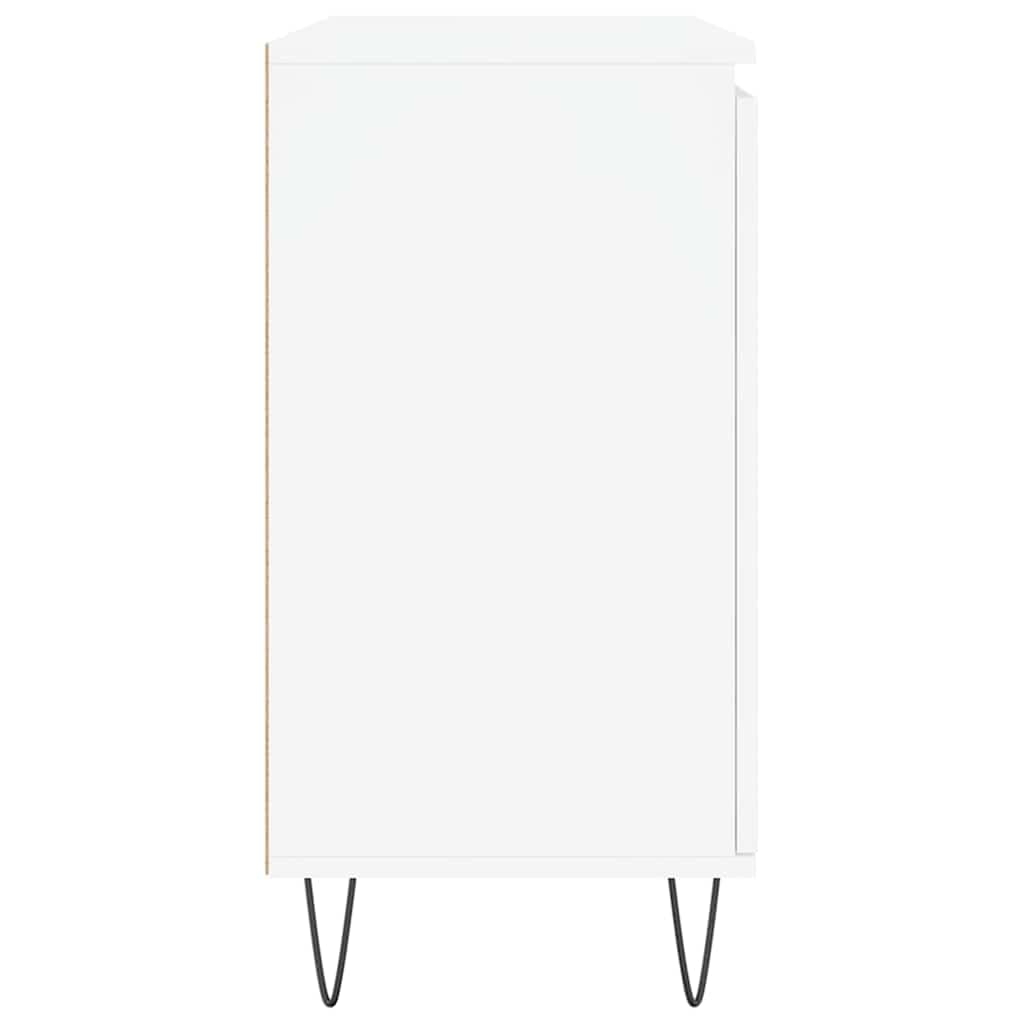 vidaXL Sideboard, Kommode mit viel Stauraum, Highboard Wohnzimmerschrank mit Eisenbeinen, Schrank Anrichte Beistellschrank, Weiß Holzwerkstoff