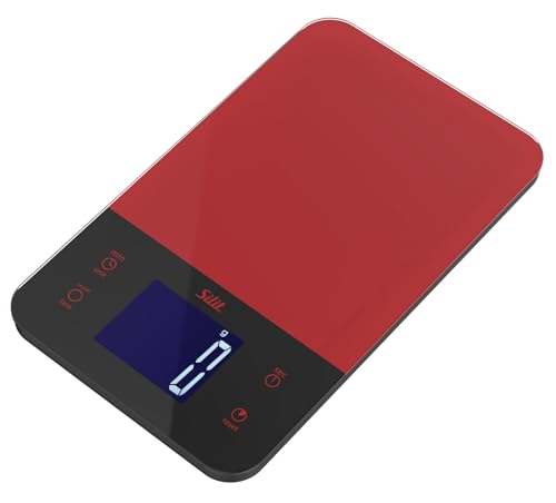 Silit Digitale Küchenwaage mit Tara, bis 5kg, Haushaltswaage mit Touch-Display, Küchenwaage digital, große Wiegefläche, Kurzzeitmesser-Funktion