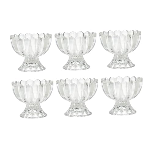 TEHAUX 6 pezzi Bicchieri da Dessert in Vetro Trasparente Contenitori Gelato e Pudding Resistente Caldo e Freddo per Dolci Gelato Fatto in Casa e Frutta