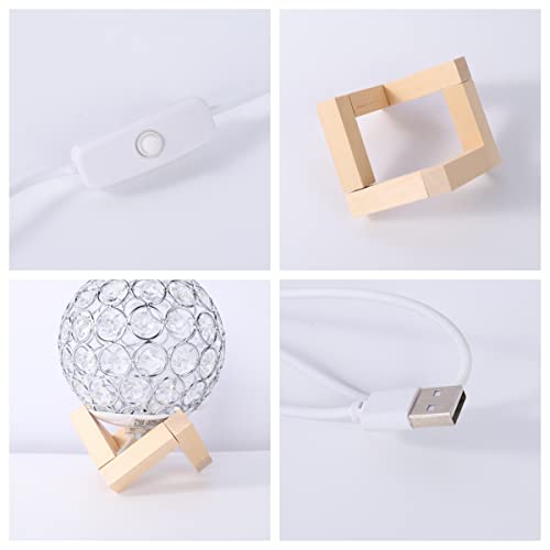 3D Creative Hollow Crystal Night Light For Bedroom Dimmable 5.1-Inch Usb Powered Led Lamp With Wooden Stand, Birthday Gifts For Women Girls Kids Boys Girlfriend (Key Control Stepless Dimming) #TOP5
