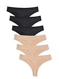 Bolivelan Womens Mid-Rise Seamless Thongs Comfy Underwear G-Strings Panties (2 Colors, US 4)