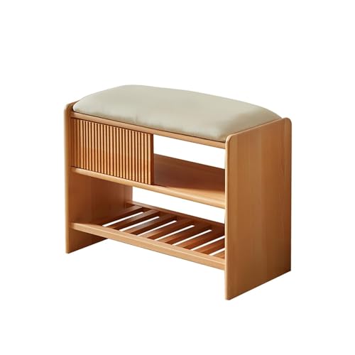 Banc à chaussures à 2 niveaux d'entrée avec étagère de rangement - 2