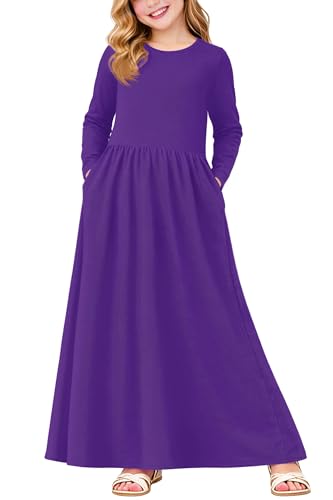Image of Deerose Girls Maxi Dress Short Sleeve Casual Long Dresses with Pockets 5-14 Years