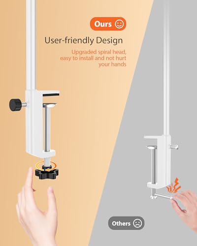 iFalarila Clamp Desk Lamp with Adjustable Brightness, Eye-Caring LED, Rotatable Head, USB Powered, Space-Saving Design for Office, Reading, Work, and Home Desktop Lighting - White
