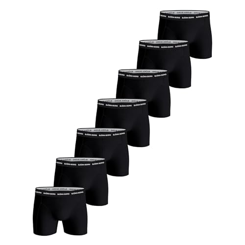 Björn Borg bóxers de hombre en pack de 7 calzoncillos de algodón elástico negros