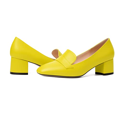 Image of MODENCOCO Womens Square Toe Slip On Comfortable Casual Matte Work Chunky Low Heel Loafers Shoes 2 Inch