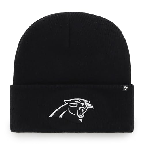 47 Carolina Panthers NFL Haymaker Unisex Beanie Cuff Knit, One Size Fit, Team Badge, Black