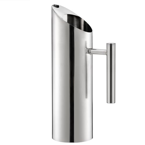 Image of Hiceeden Stainless Steel Water Pitcher, 51oz /1.5L Modern Metal Pitcher with Ice Guard, Silver Carafe Drink Pitcher with Handle, Beverage Container for Iced /Hot Tea, Juice, Coffee, Milk