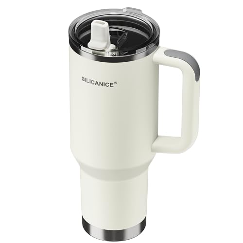 Image of For Travel & Gym - Never Drink from a Moldy Lid Again: 40oz Hygienic Tumbler, 100% Leakproof Lid & Removable Foldable Spout. Reinforced Base, Fits Cup Holders - Cream