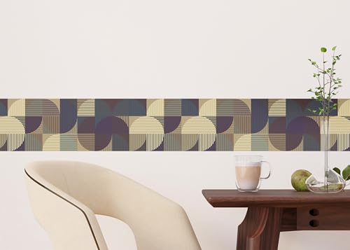 AG Design Selbstklebende Bordüre Quadratische Abstraktion, AWB 8434 | Wasserfest Dekoration für Wände, Möbel, Tapeten, Wandverkleidungen und Türen, Folie, Mehrfarbig | Breite 500 cm x Höhe 13.8 cm