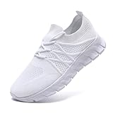 XKOWUO Womens Running Shoes Walking Tennis Sneakers Casual Slip on Athletic Sports Gym Trainers Breathable Lightweight Comfortable Fashion White Size US 6