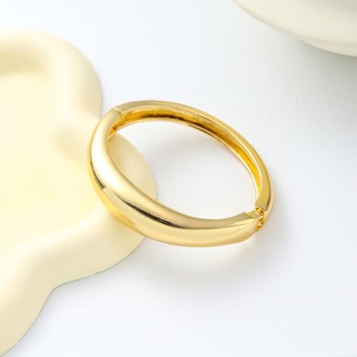 2pcs Gold Bangle Bracelets for Women, Trendy Hinged Cuff Open Wide Chunky Gold Bracelet Stack Arm Cuff Jewelry for Women 5