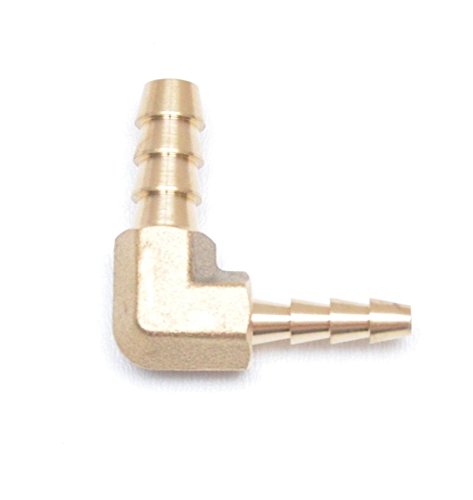 Brass 90 Elbow Union 1/4 Hose ID Barb - 1/8 Hose ID Barb REDUCER