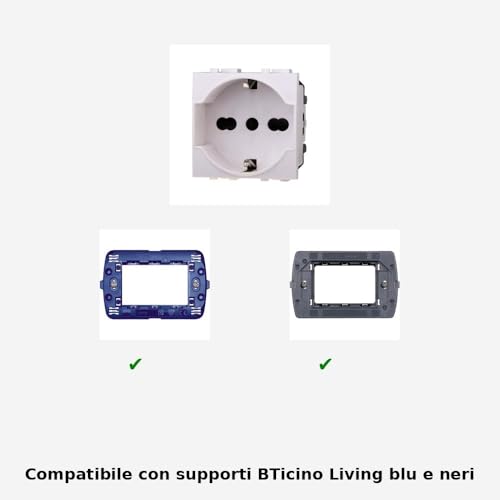 Toma Schuko 2P + T 16A blanco compatible con Bticino International mecanismo enchufe pared 4