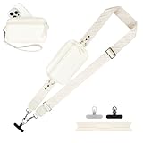 YFWE Handy-Gurt mit Geldbörse Crossbody | Abnehmbare RFID Blocking Armband Geldbörse | Universal Handy Lanyard mit 360° Drehbaren Clips für alle Smartphones (Weißes Musterband - L)