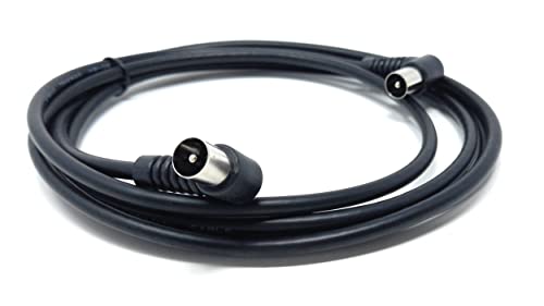 DRUT 2m TV RF Right Angle 90' Male Plug to Male Plug Coaxial TV Freeview Cable Lead 75 Ohm (6.5ft, Black) - Image 2