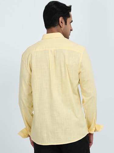 Image of StitchX Men's Full Sleeve Solid Casual Shirt Parmesan Yellow-S-2XL