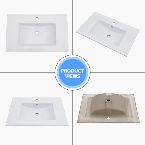 Lordear LVT30H1 White Bathroom Sink One Hole Drop In 30 X 18 Inch One Holes Porcelain Ceramic Bathroom Vanity Top Sink Basin thumb #8