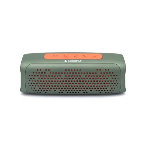 Image of coconut Echo 8W Portable Bluetooth Speaker, Bluetooth 5.1 /FM Radio /Aux /TF Card /USB Playback and Micro USB Charging-Green