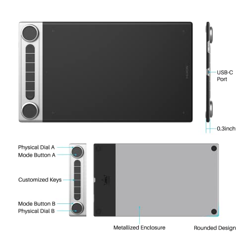 Huion Inspiroy Dial 2 Bluetooth Wireless Graphics Drawing Tablet With Dual Dials Battery-Free Stylus Pw517 For Digital Art And Graphics Design, Compatible With Mac, Windows, Linux, Android #TOP6