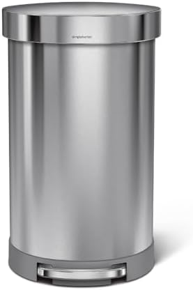 simplehuman 45 Liter/ 12 Gallon Semi-Round Hands-Free Step Trash Can, Brushed