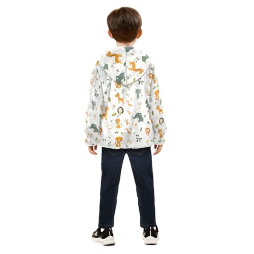 Cute Animals in The Zoo Girls Fleece Jacket Girls Fall Jacket Boys Coats Zip Up Hoodie Children Sherpa Warm Outerwear 2-10T4