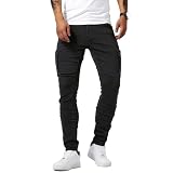[Ｋａｙｉｙａｓｕ] デニムパンツ メンズ スキニージーンズ カーゴパンツ ストレッチ 大きいサイズ S-2XL ボタン付き コットン 春夏秋冬 カッコいい(2XL ブラック)