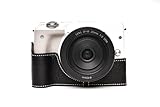 Handmade Genuine Real Leather Half Camera Case Bag Cover for Canon EOS-M3 Black Color