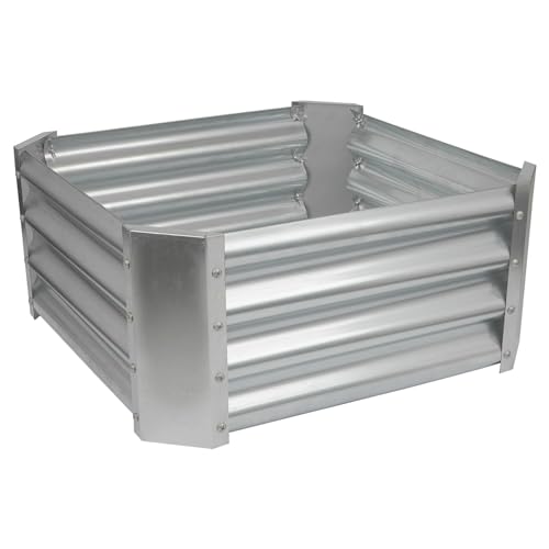 Harbour Housewares 1x Silber 60cm x 60cm Quadratisch Galvanisierter Stahl Hochbeet für den Garten - Groß Draussen Gemüse Blume Wachsen Pflanzer Trog Kasten