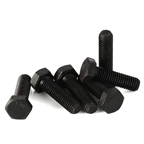 Image of Mellewell M6 x 20mm Hex Head Screw Bolts, Fully Threaded, Alloy Steel Grade 12.9, Black Oxide Finish, Quantity 25