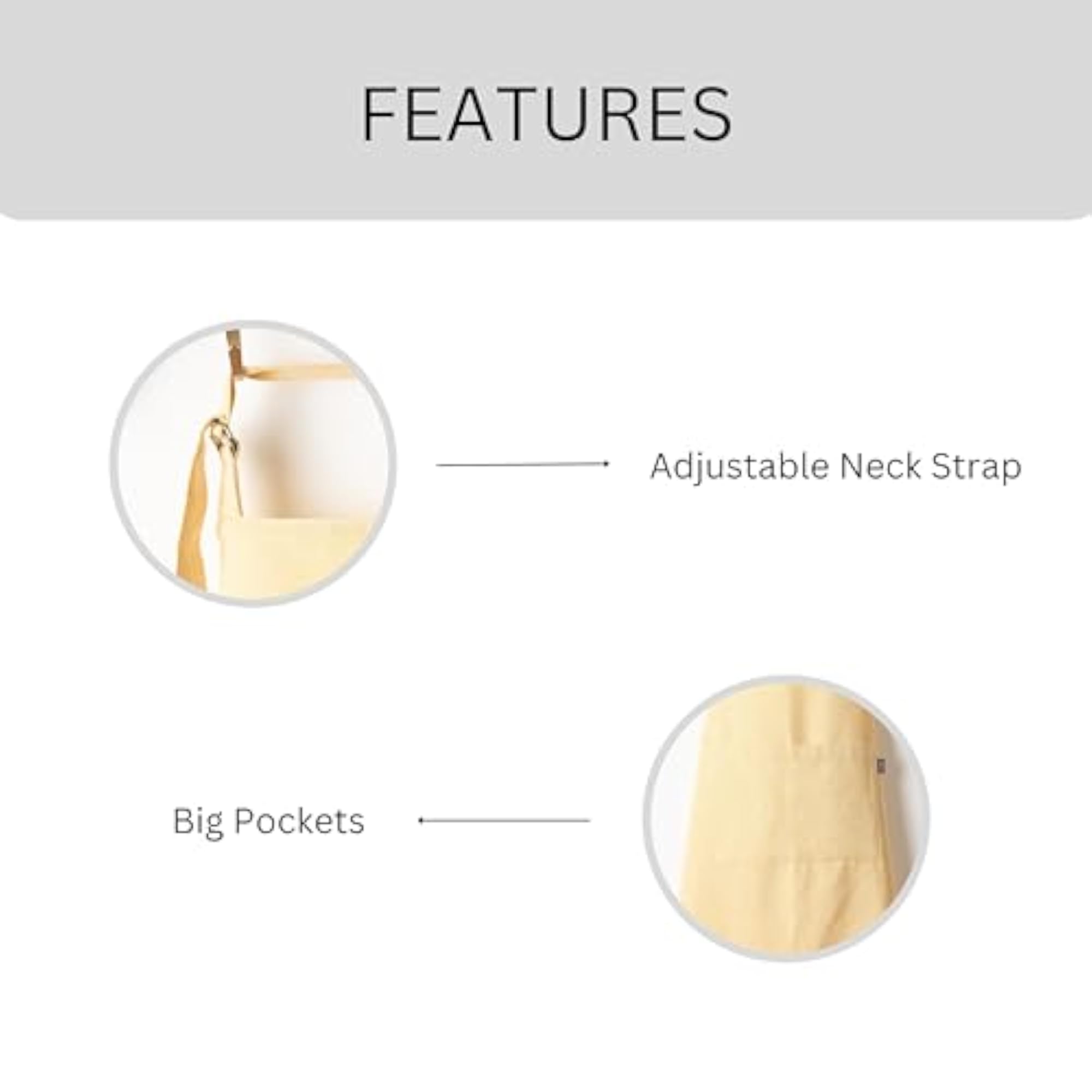 Cotton Kitchen Apron for Women & Men, Durable with Pocket