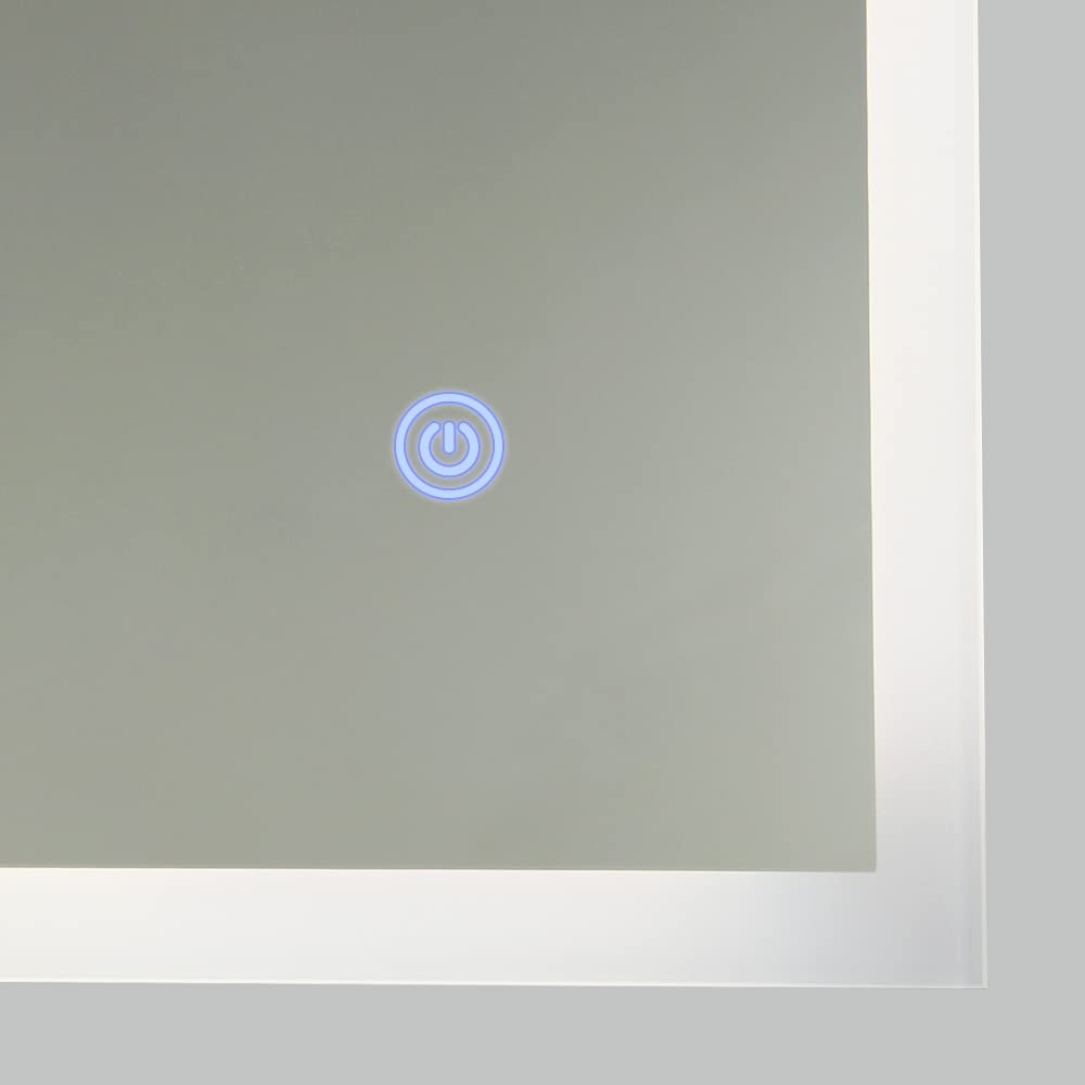 axentia Spiegel mit LED-Beleuchtung, Badspiegel mit Touch, ca. 70 x 60 x 3,5 cm