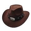 Willheoy Cowboy Hat for Women Western Hat for Men Cowboy Felt Hat Adjustable Outdoor with Shapeable Brim (UK, Numeric, 7, 7 1/4, Brown 4#) #4